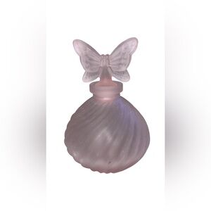Vintage Pink Frosted Glass Butterfly Perfume Bottle